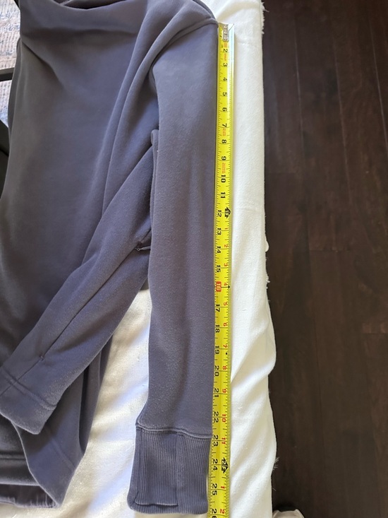 Athleta Cowl Neck Pullover Sweatshirt Large Purple Scuba Side Zip Pockets - Picture 13 of 16